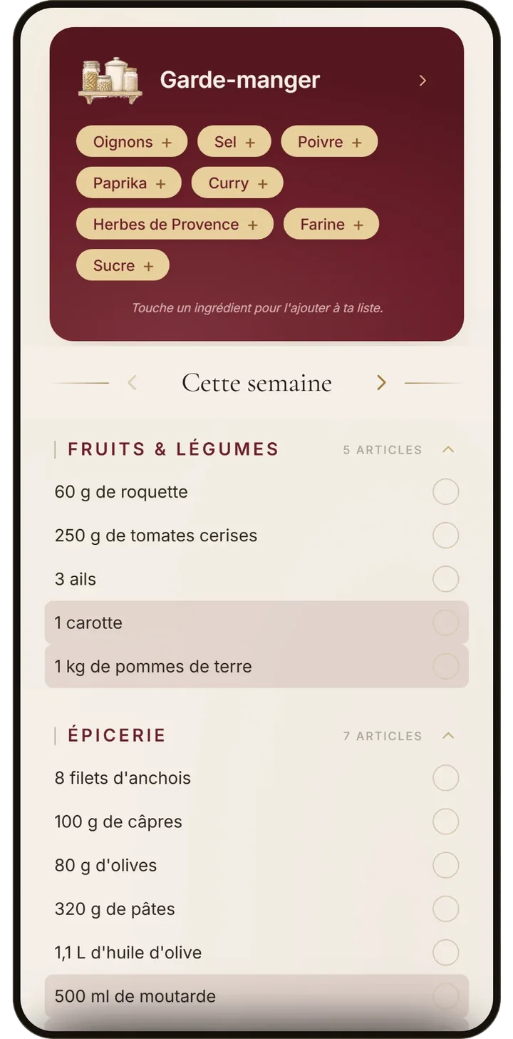 L'écran Courses de l'application ZESTUP